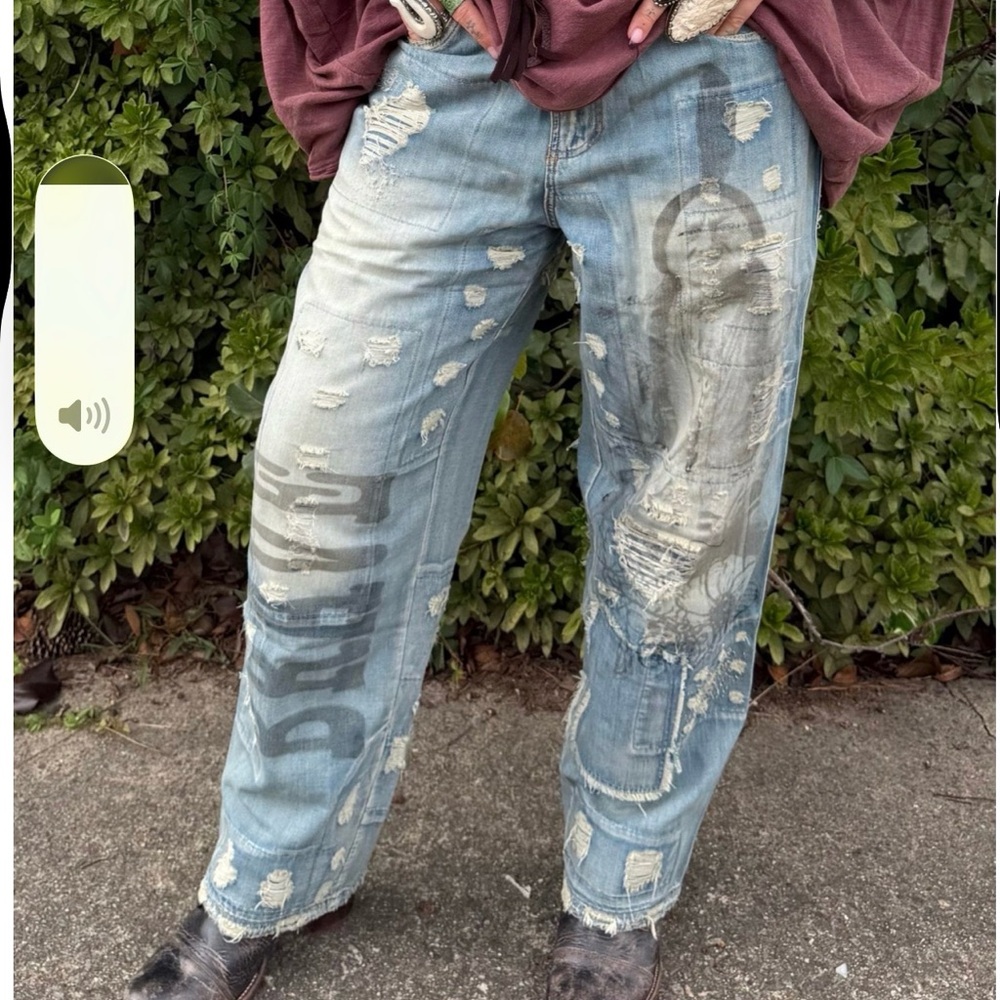 Vintage Washed Blue Distressed Jeans